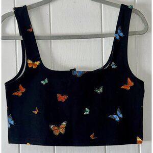 Forever 21 Butterfly Print Crop Top Size XL